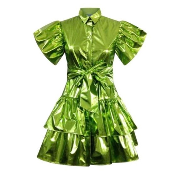 MADELEINE SIMON STUDIO Dragon Fire Metallic Goddess Dress. Wolf & Badger - Picture 1 of 4